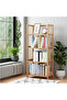 FFD Rustic Bamboo Bookshelf, 4-Tier Freestanding Wooden Bookcase & Storage Organizer