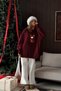 Women's Oversized Sweatshirt Dress Misha Mood Printed Burgundy – Crew Neck, 3 Thread Ş Fleece-Lined Fleece - 4