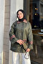 Women's Trench Coat with Epaulettes Dark Green - 2