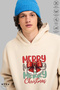 Unisex Hoodie Long Sleeve Bow Merry Christmas Printed Hooded Fleece-Lined Oversized Cotton Sweatshirt - 3