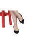 Black Wrinkled Patent Leather Stone Bow Women's Ballet Flats - 2