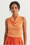 Blouse Orange Degaje Collar Buttoned Sleeveless Sandy Fabric Tank Top |   Women's Daily Casual Wear - 2