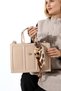 Beige Women's Box Model Bag with Scarf Detail, Stylish Hand and Shoulder Bag, Crossbody Use - 5