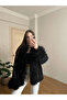 Black Suede Jacket with Fur Detail - 5