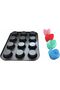 Muffin Pan Baking Pan non stick with 12 cup pieces silicon molds, Multi-Color, L 35.9 x W 26.5 x D 3 - 6
