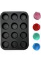 Muffin Pan Baking Pan non stick with 12 cup pieces silicon molds, Multi-Color, L 35.9 x W 26.5 x D 3