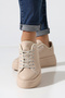Women's Beige Thick Sole Sneakers: A Stylish and Comfortable Sports Shoe Model for Daily Use - 2