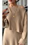 Beige Thick Strap Flared Dress-Blouse Set - 6