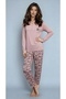 Ring Viscose Colorfast Printing Long Sleeved Stretchy Ultra Quality Blouse Pants Women's Pajama Set