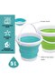 xianzhanAE 2 PCS Beach Bucket, 5L Folding Bucket with 2 Adhesive Hooks (Green/Blue) - 5