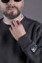 Unisex Relaxed Fit Cotton Sweatshirt with Embroidered Collar and Hem - 3
