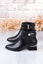 358-714 Buckle Detailed Pointed Toe 3 cm Thick Heel Zippered Women's Boots - 5