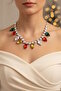Silver Color Stone Evening Dress Necklace