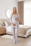 Women's Gray Lace Buttoned Special Design 100% Cotton Maternity Pajama Set