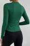 Women's Green Long Sleeve Blouse with Drawstring Detail at Waist and Neck - 2