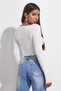 Women's White Long Sleeve Frosting Lace Detailed Crop Top Blouse - 2