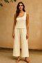 Women's White One Shoulder Stylish Blouse & Wide Leg Pants Two Piece Set
