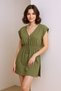 Women's Khaki Side Slit Buckled V-Neck Mini Beach Dress - 5
