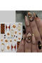 2 pcs STZ-5D137 2 pcs 5D Embossed Brown Fairy Orchid Flower Nail Stickers Golden Bronzing Lines Star - 2