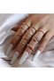 Gold-color 10PCS Set Fashion Rings for Women Vintage Gold Plated Finger Ring Party Jewelry - 3