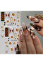 2 pcs STZ-5D137 2 pcs 5D Embossed Brown Fairy Orchid Flower Nail Stickers Golden Bronzing Lines Star