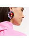Gold-color Exaggerated Rhinestone Round Earrings Jewelry Women Party Advanced Colorful Crystal Geome - 5