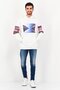 Jeans Men Graphic Print Long Sleeve Hoodie, White - 4