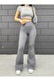 Women's Gray Flexible Flared Leggings Pants
