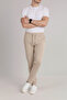 Men's Beige Elastic Waist Lace-Up Double Leg Jogger Pants - 5