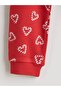 Red Crew Neck Printed Girls Pajamas Set - 7
