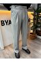 Men's Italian Cut High Waist Fabric Trousers - 2