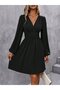 Women's Long Sleeve Double-Breasted Collar Waist Corset Mini Dress - 2