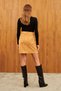 Yellow Corded Fabric Velvet 5-Pocket Mini Skirt - 7