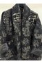 Women's Black Italian Floral Patterned Cotton O Oversized Quilted Kimono & Kaftan - 4