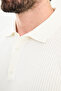 Knitted Patterned Slim Fit Polo Neck Wool Men's Knitwear Sweater Ecru - 11571.25K - 2
