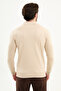 Knitted Patterned Slim Fit Polo Neck Wool Men's Knitwear Sweater Beige - 11571.25K - 3