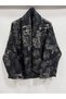 Women's Black Italian Floral Patterned Cotton O Oversized Quilted Kimono & Kaftan - 2