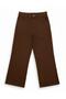 Girls' Cotton Soft Textured Wide Leg Brown Jeans - 6
