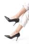Women's Fascino Black Leather Stiletto Heeled Shoes - 3