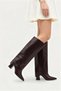 Women's Letoo Brown Patent Leather Boots with Snap Fastener Detail