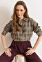 Women's Green Plaid Comfortable Fit Shirt Gml-19001404 - 5