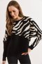 Women's Black Zebra Detailed Knitwear Sweater Kzk-19000819 - 4