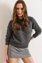 Women's Anthracite Lace-Like Knit Soft Textured Knitwear Sweater Kzk-19001053
