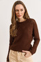 Women's Bitter Brown Openwork Detailed Knitwear Blouse Blz-19003090 - 5
