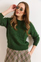 Women's Emerald Green Lace-Like Knit Soft Textured Knitwear Sweater Kzk-19001053 - 2