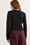 Women's Black Button Detailed Double-Breasted Knitwear Sweater Kzk-19001092 - 2