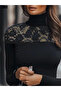 Hit Product Women's Ribbed Knit Lace-Up Turtleneck Stylish Blouse - 2