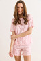 Women's Pink Heart 100% Cotton Shorts Pajama Set Pjm-00000027