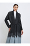 Color Blocked Textured Pleated Belted Long Sleeve Abaya - 3