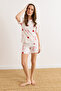 Women's White Strawberry 100% Cotton Shorts Pajama Set Pjm-00000027 - 2